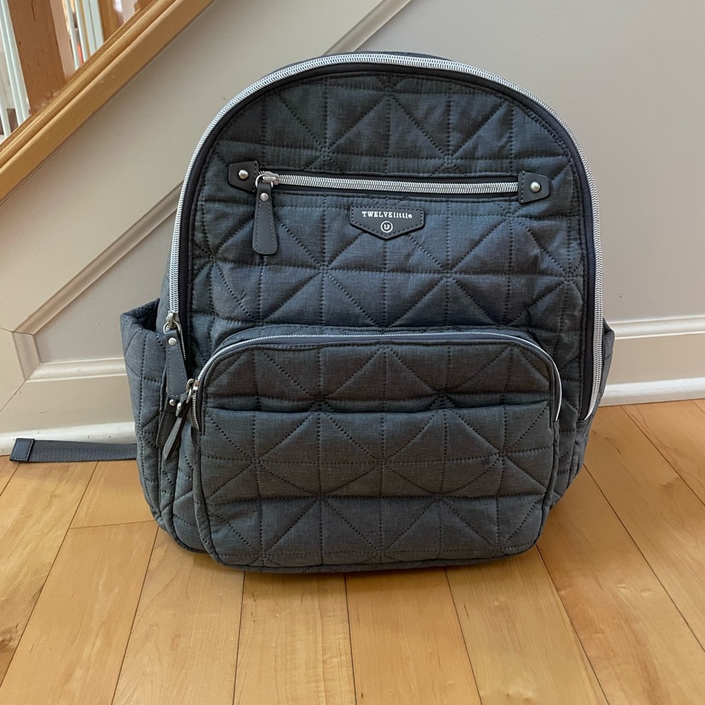 Twelvelittle Charcoal Quilted Baby Backpack